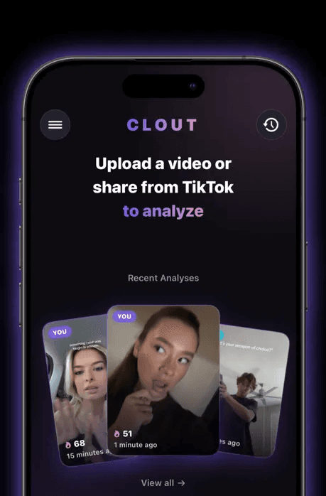 Clout app — upload a video to analyze